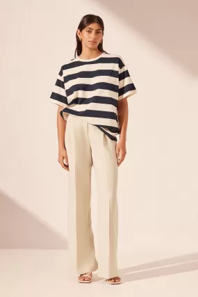 GIA OVERSIZED STRIPE T-SHIRT - NAVY/CREAM