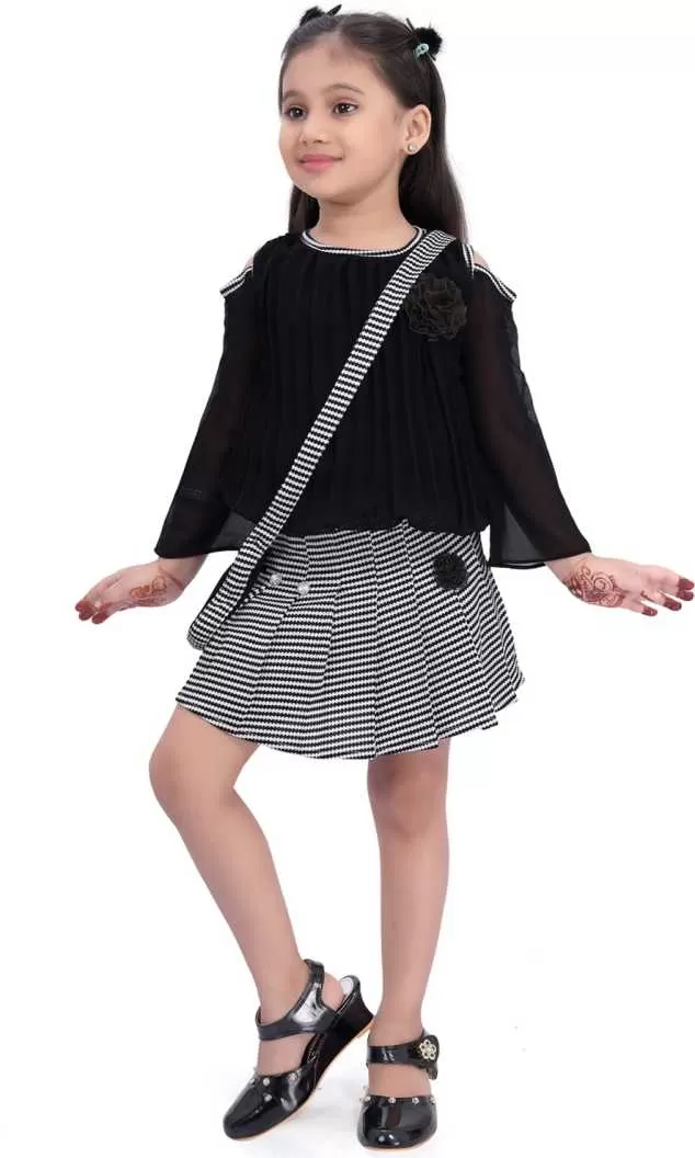 Girls Clothing Set Top with Skirt and Sling bag For Girls