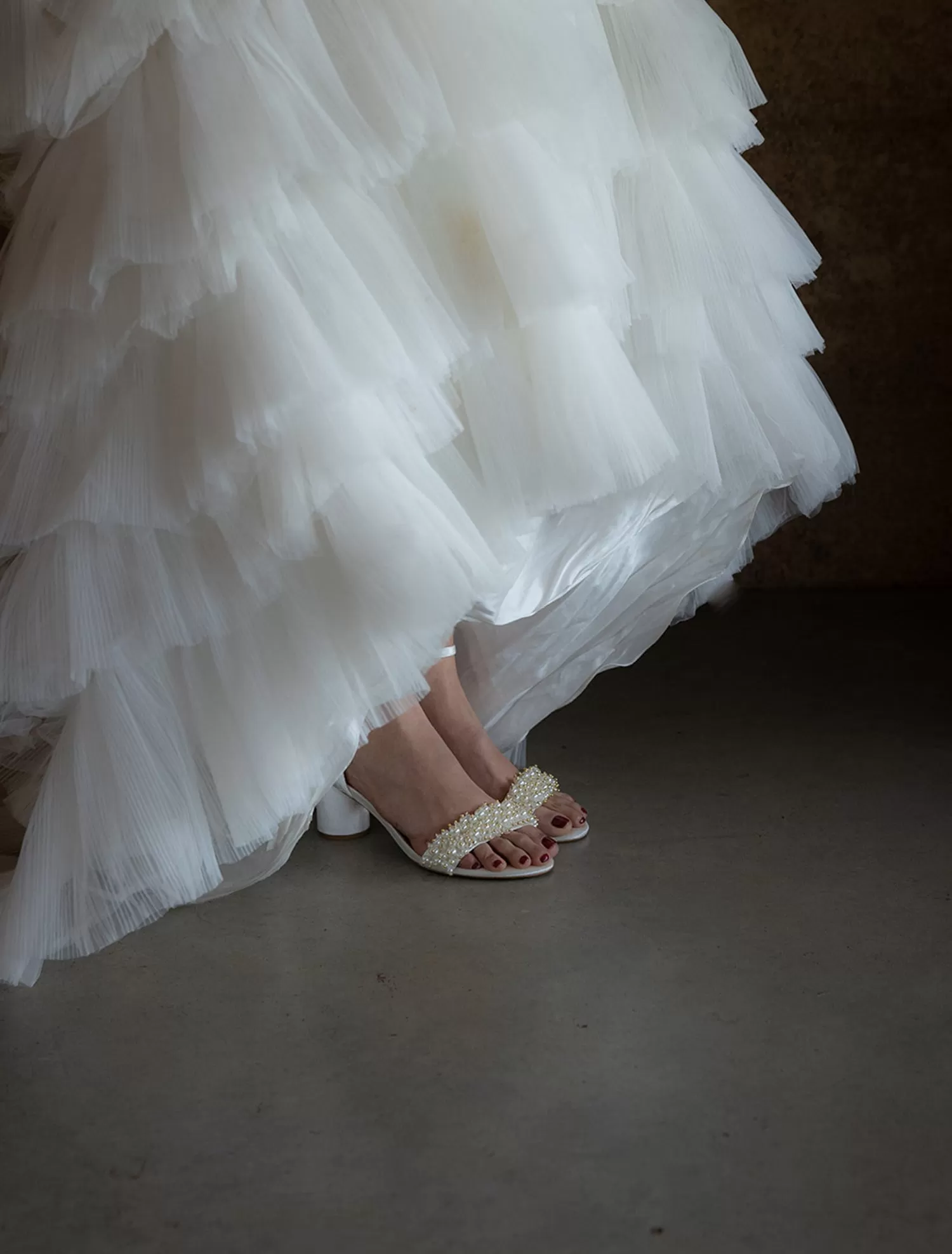 GLORIOUS - IVORY PEARL VELVET BRIDAL SHOES