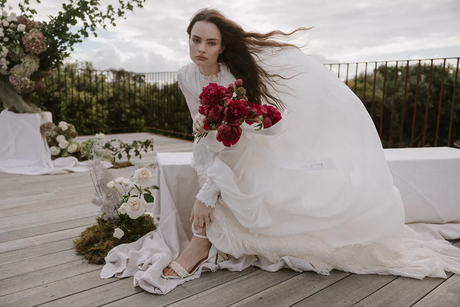 GLORIOUS - IVORY PEARL VELVET BRIDAL SHOES