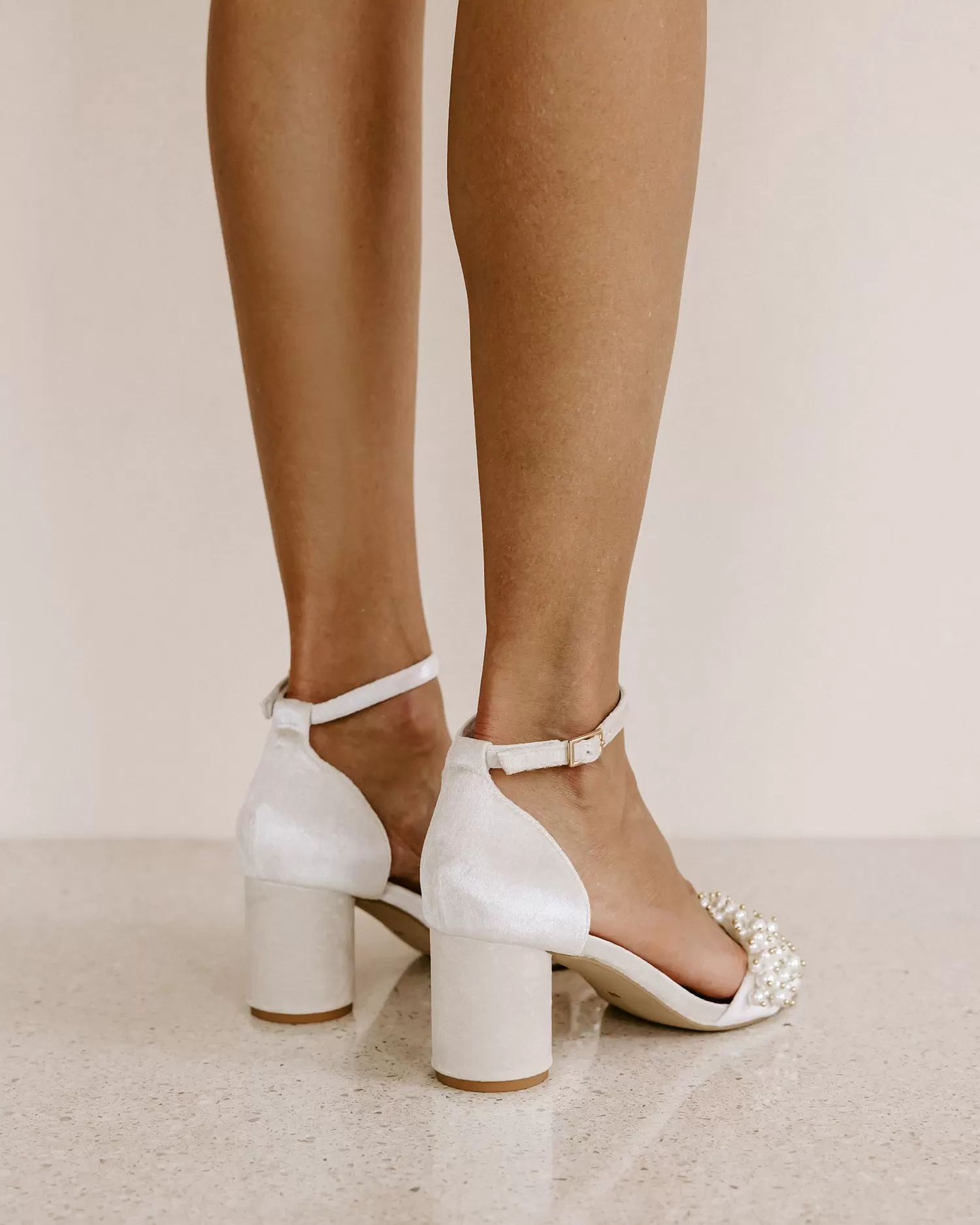 GLORIOUS - IVORY PEARL VELVET BRIDAL SHOES