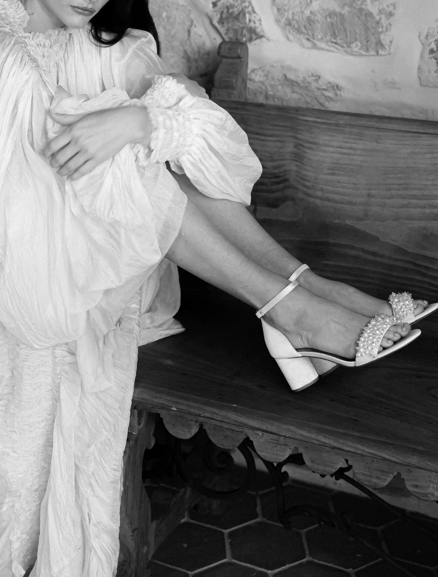 GLORIOUS - IVORY PEARL VELVET BRIDAL SHOES