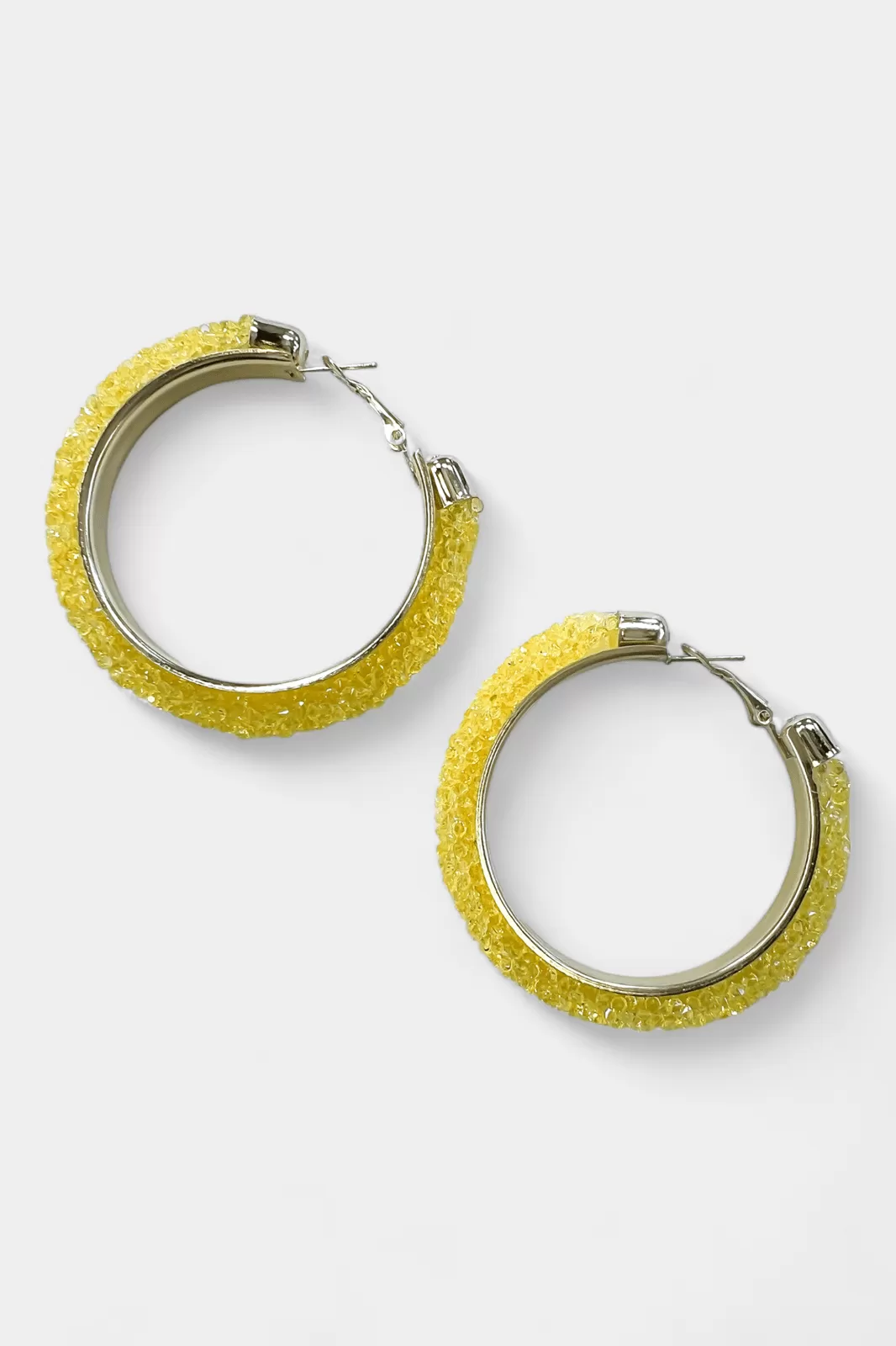 Gold & Yellow Rhinestone Crystal Hoop Earrings