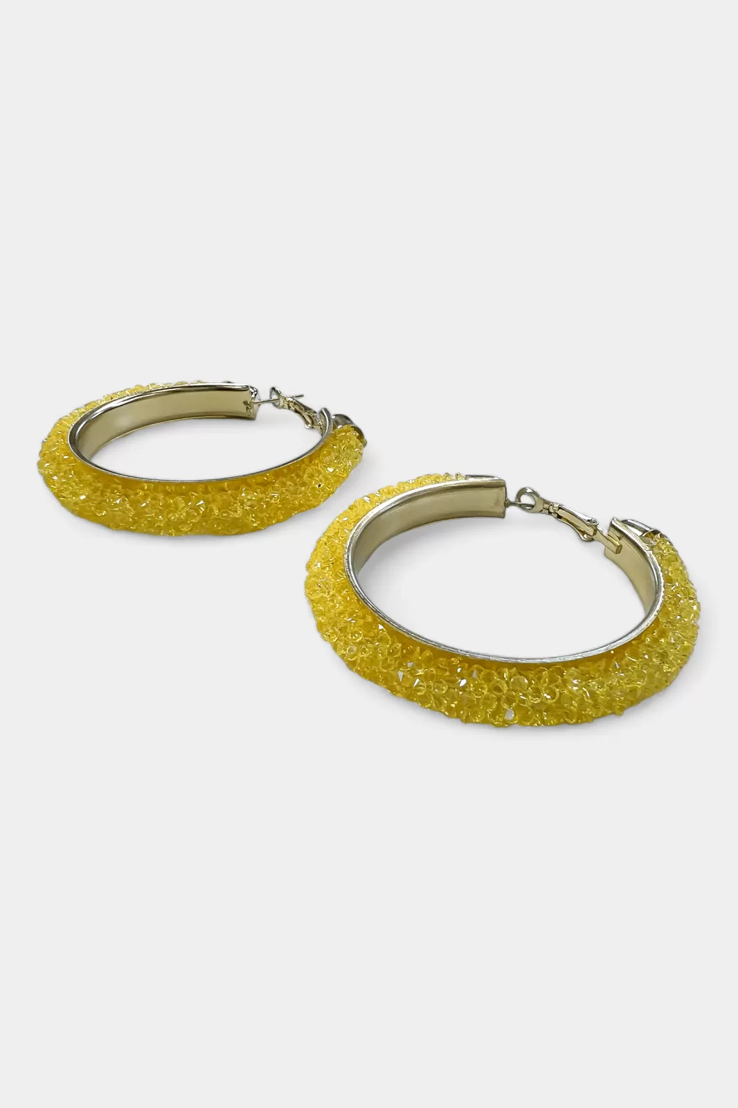 Gold & Yellow Rhinestone Crystal Hoop Earrings