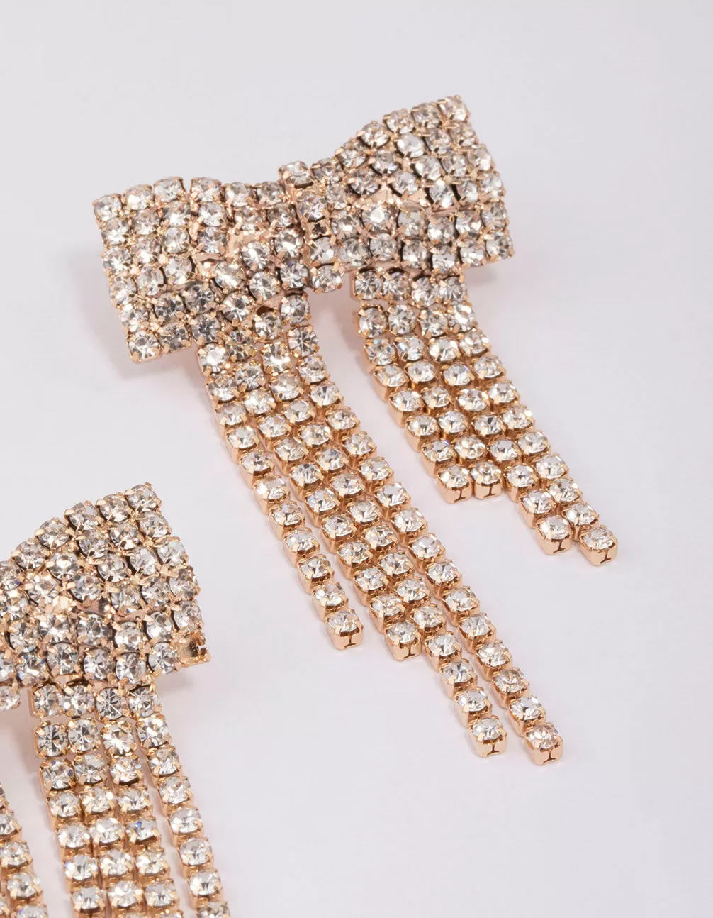 Gold Dazzling Bow Drop Earrings