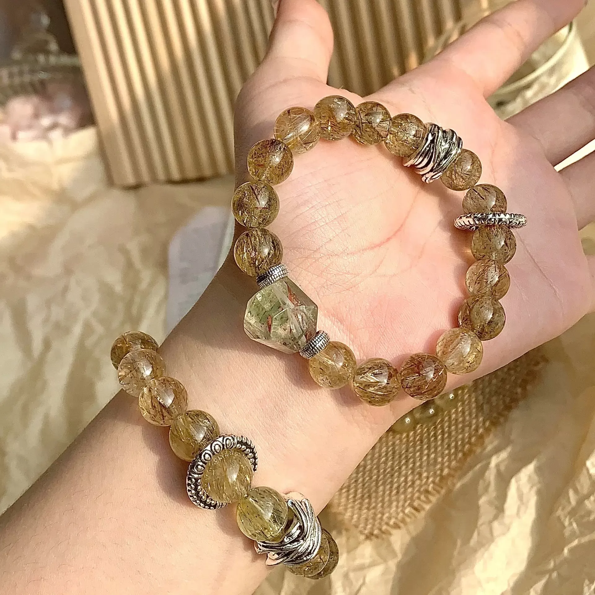 Golden Rutilated Quartz Phantom Bracelet