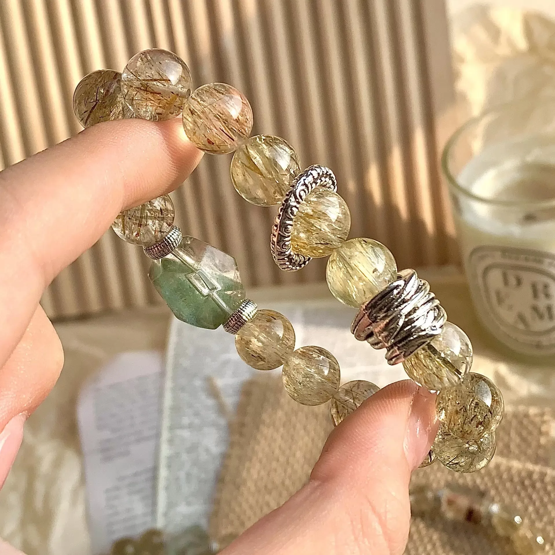 Golden Rutilated Quartz Phantom Bracelet