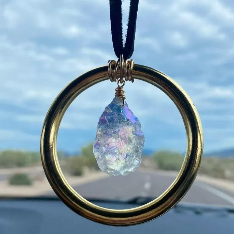 Good Vibes Angel Aura Quartz Car Charm