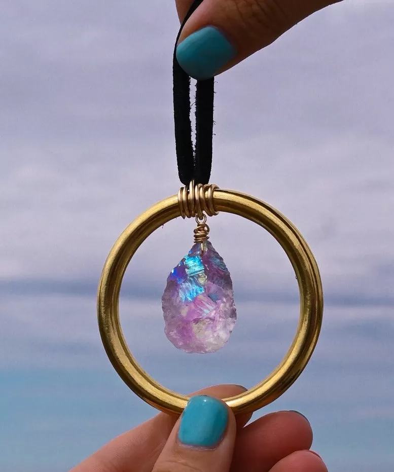 Good Vibes Angel Aura Quartz Car Charm