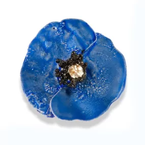 Handmade Sterling Silver Impressive Sky Blue Poppy Flower Ring