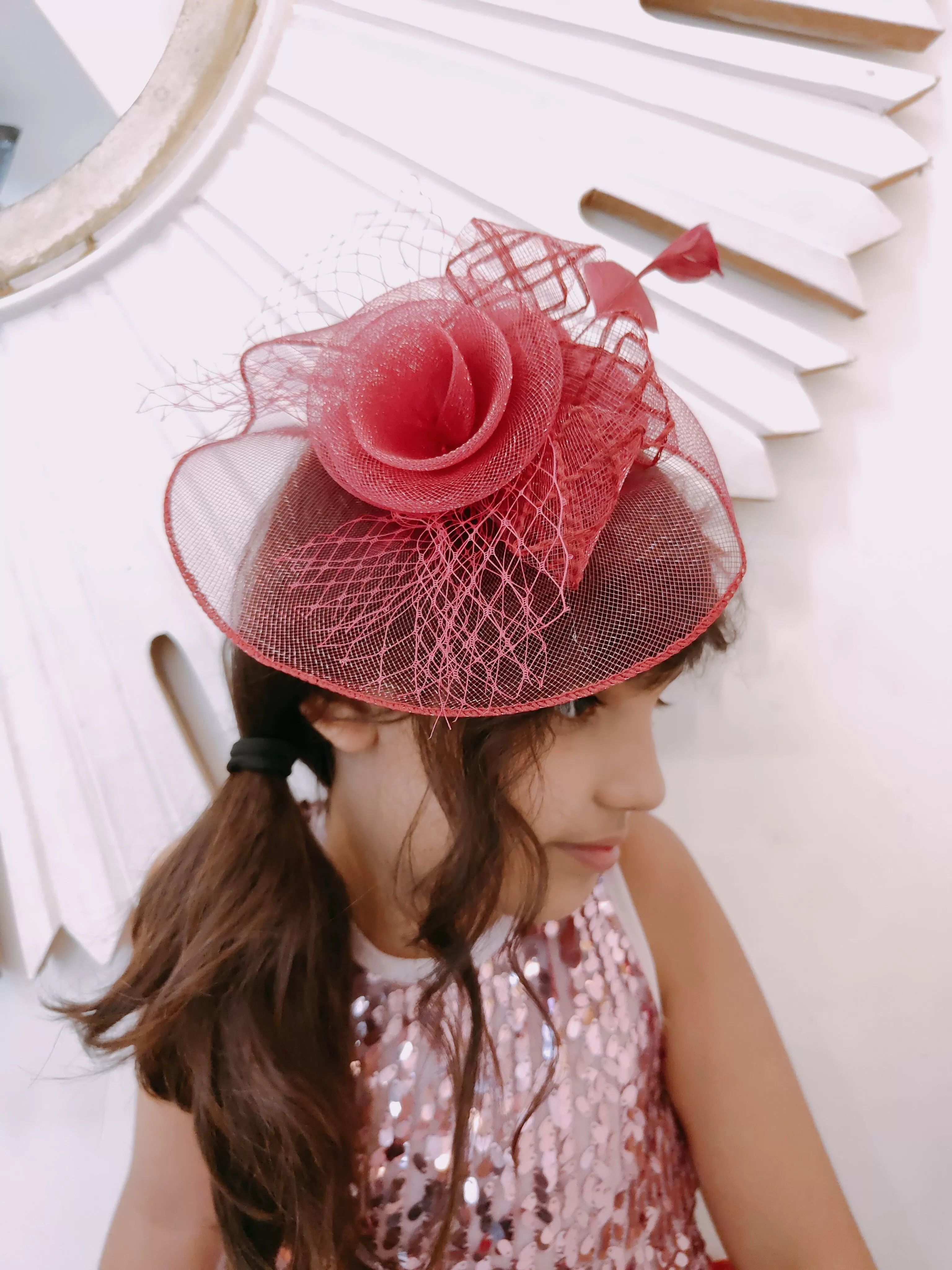 Hat Plum Fascinator with Veil