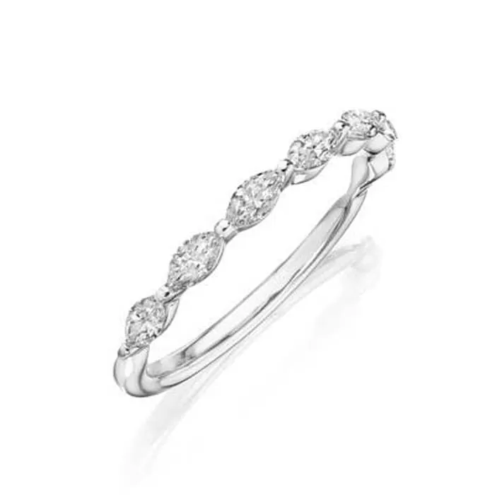 Henri Daussi .49CTW Marquise East/West Diamond Band in 14K White Gold