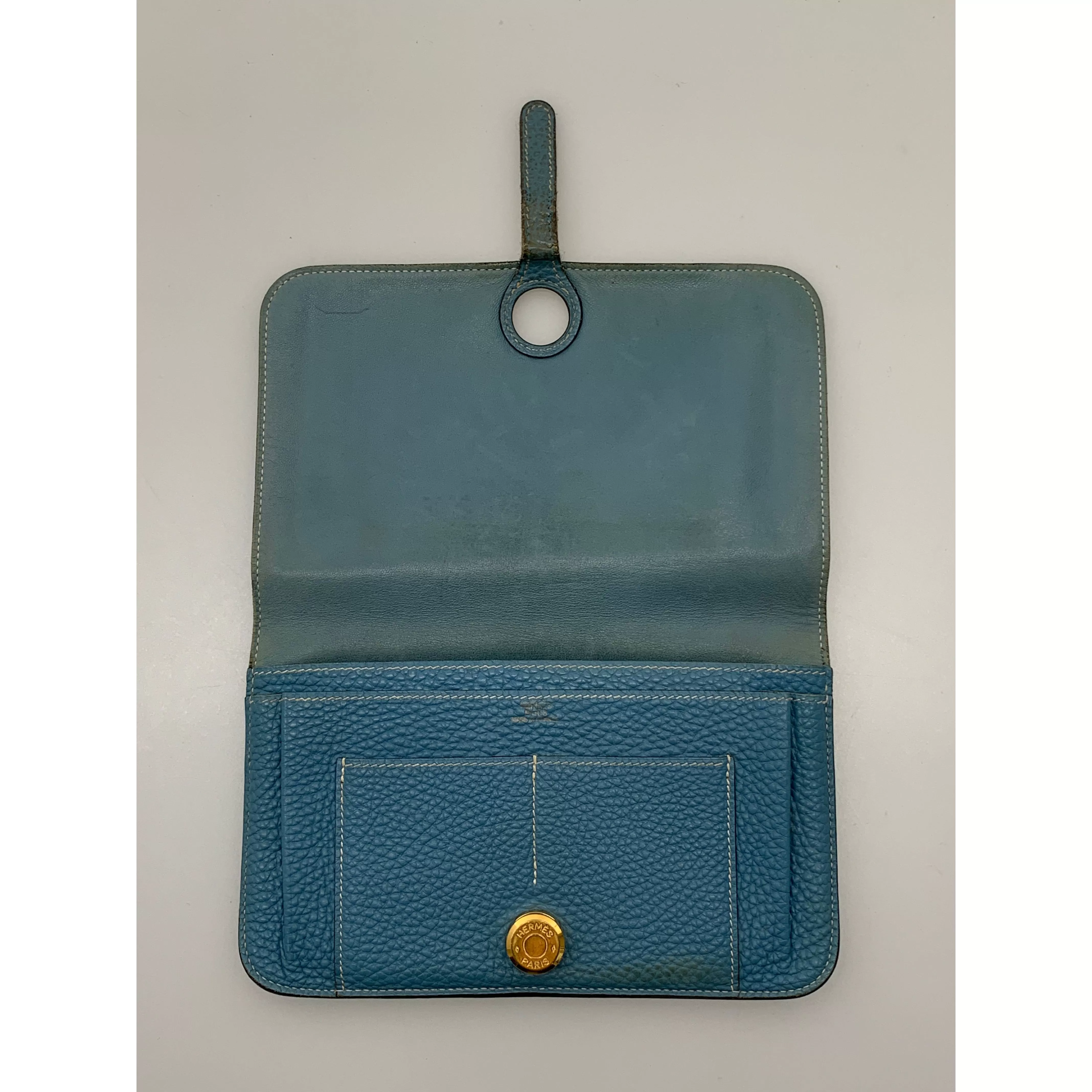 #HERMES/Long Wallet/BLU/Leather