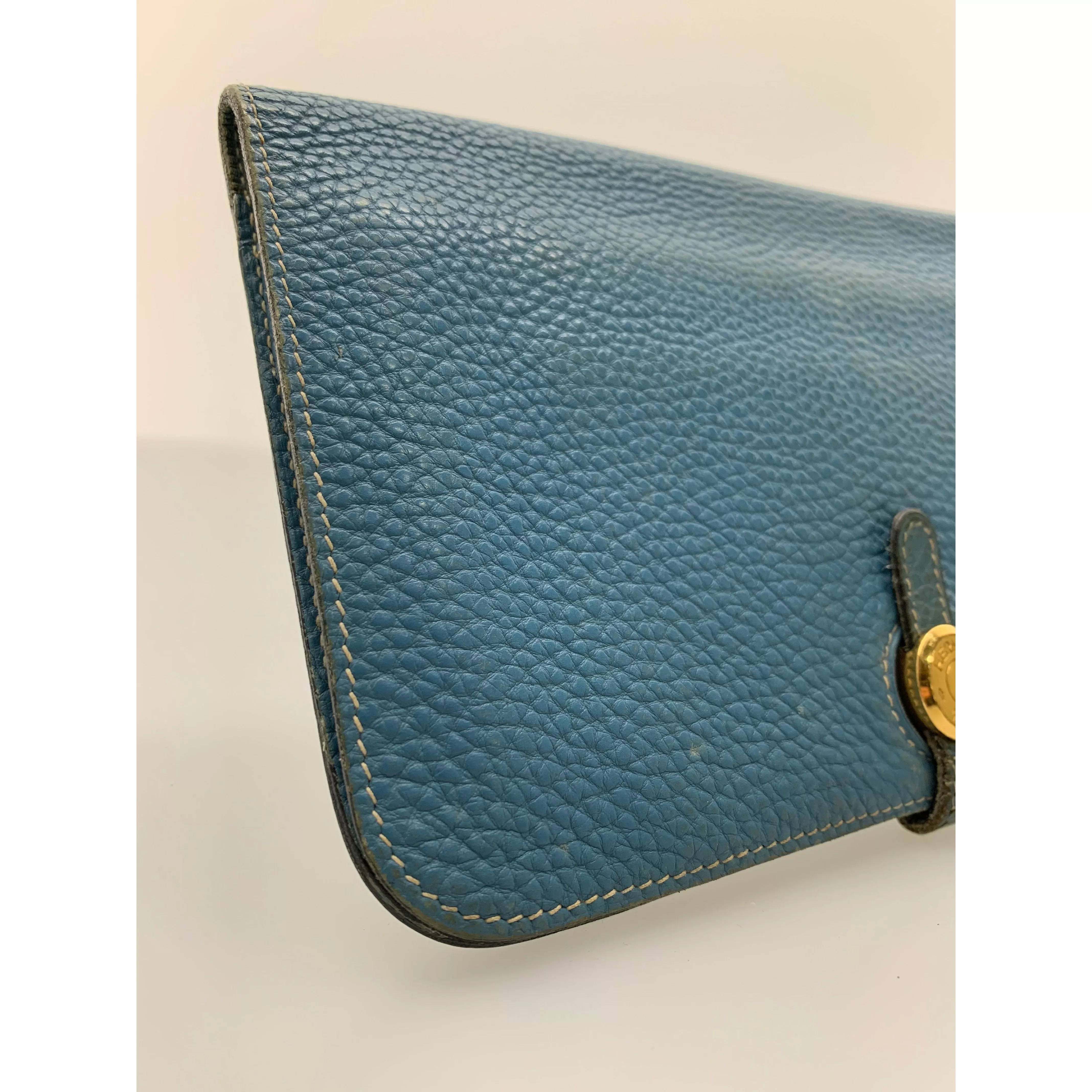 #HERMES/Long Wallet/BLU/Leather