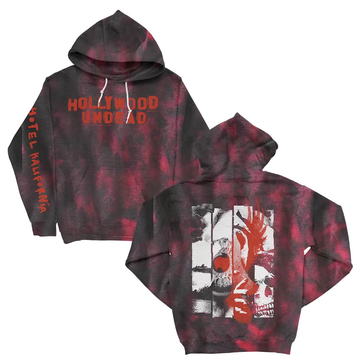 HK Evil Skull Pullover Hoodie (Black/Red Crystal Dye)