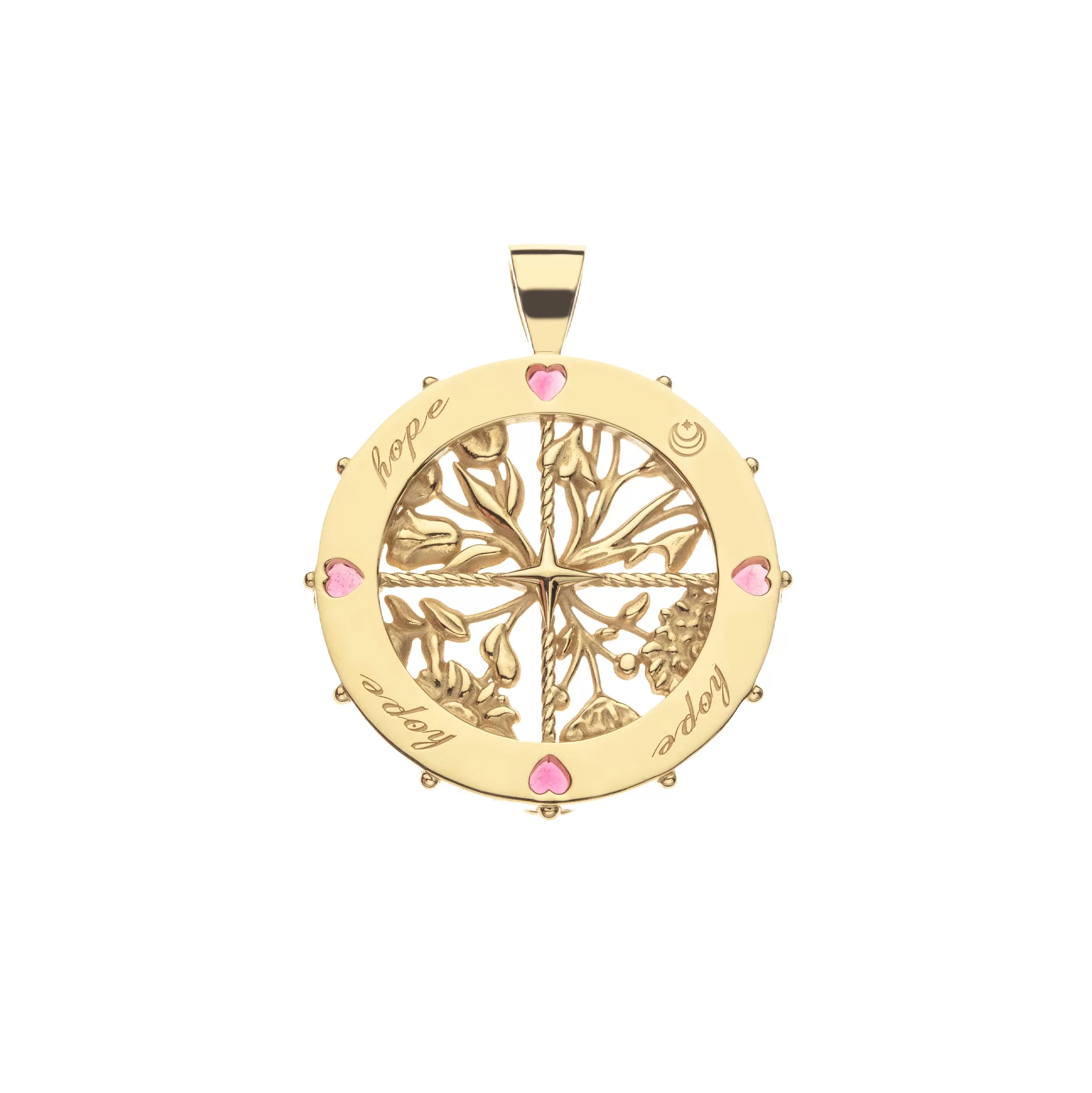 HOPE 14k Pink Tourmaline Coin Pendant