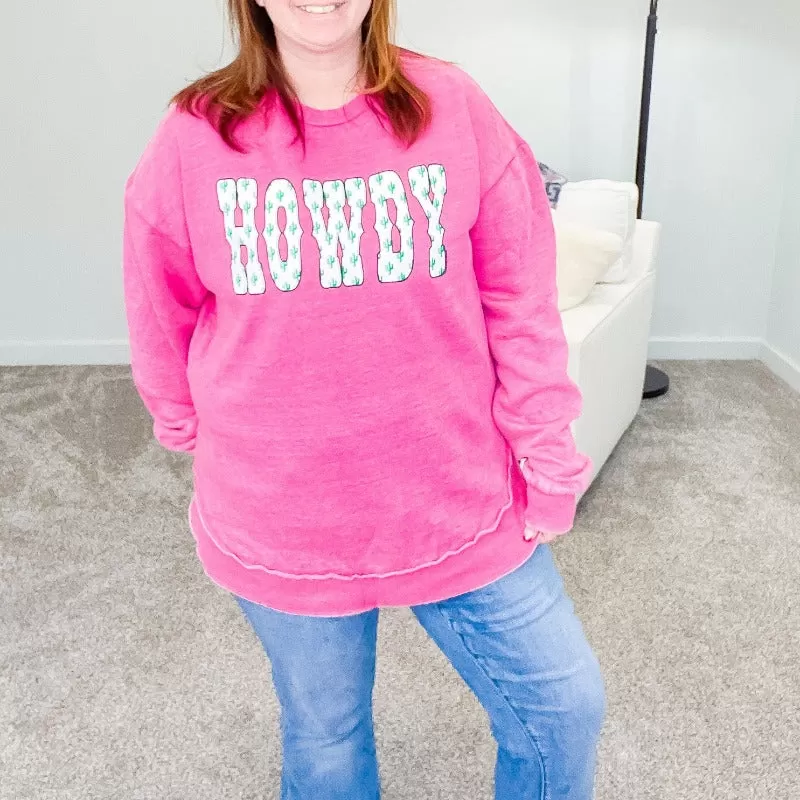 Howdy Cactus Raspberry Poncho Sweatshirt