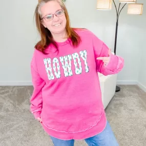 Howdy Cactus Raspberry Poncho Sweatshirt