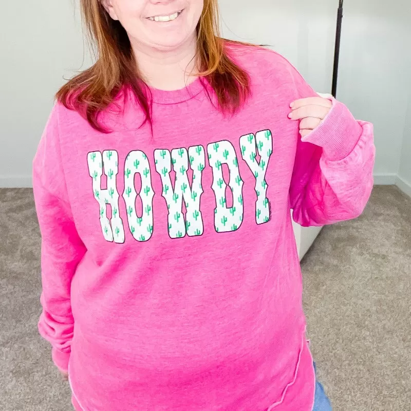 Howdy Cactus Raspberry Poncho Sweatshirt