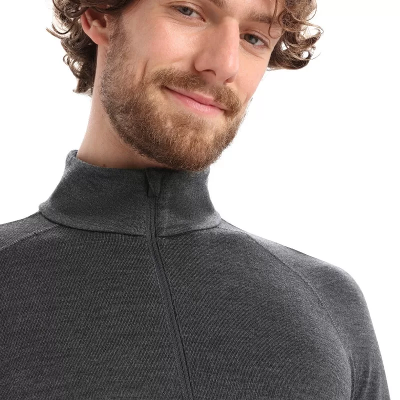 icebreaker Merino Base Layer Men's 260 Zoneknit™ Merino Long Sleeve Half Zip Thermal Top - Jet Heather