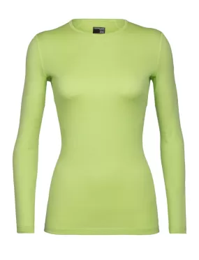 icebreaker Merino Base Layer Women's 200 Oasis Long Sleeve Crewe - Aloe, Midnight Navy