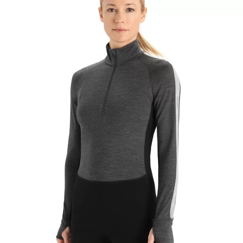 icebreaker Merino Base Layer Women's 260 Zoneknit™ Long Sleeve Half Zip Thermal Top - Jet Heather