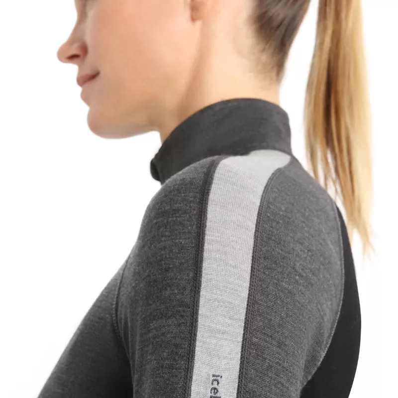 icebreaker Merino Base Layer Women's 260 Zoneknit™ Long Sleeve Half Zip Thermal Top - Jet Heather