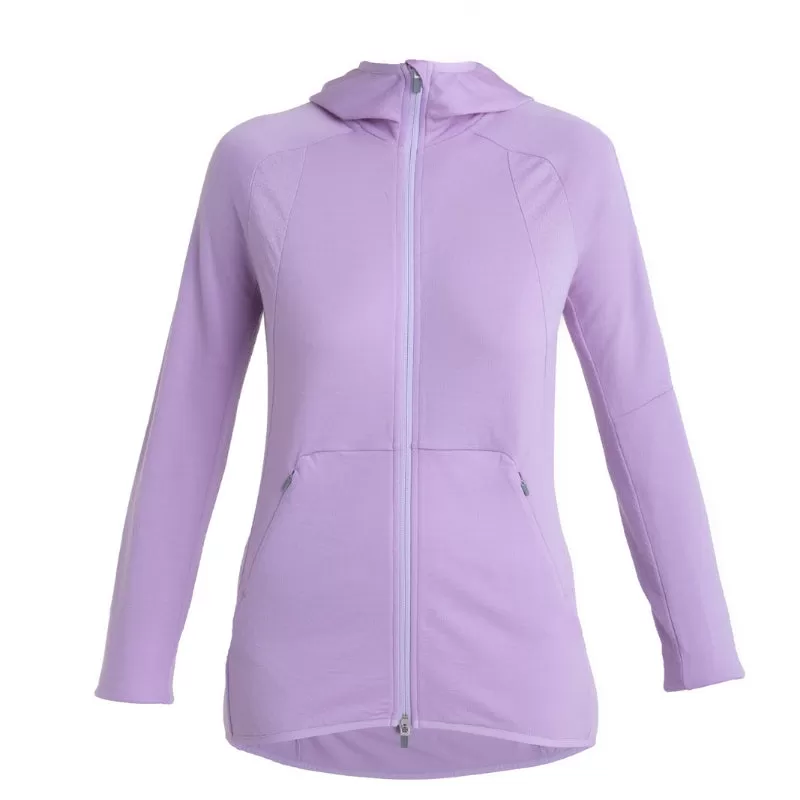 icebreaker Merino Jacket Women's 260 Quantum Zoneknit™ Merino Long Sleeve Zip Hoodie - Clove Silver Gold PURPLE GAZE