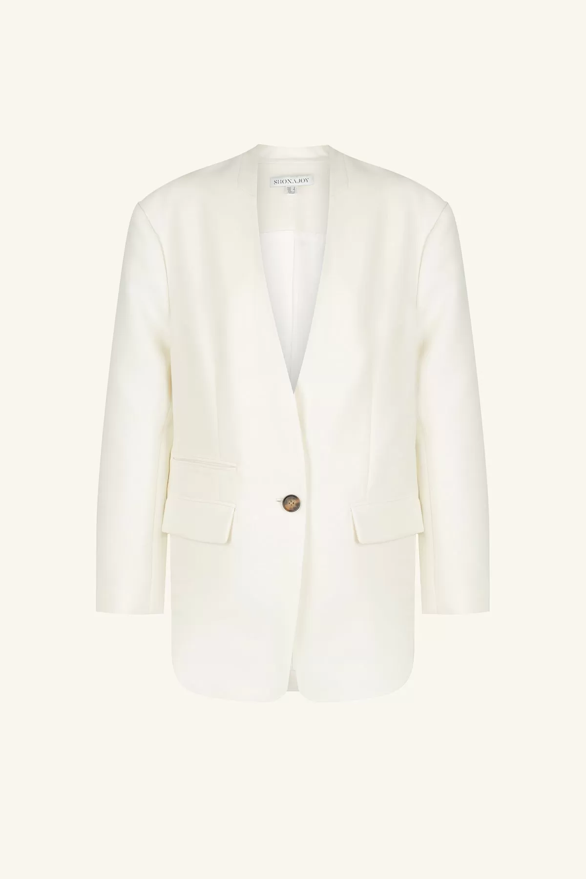 IRENA COLLARLESS OVERSIZED BLAZER - CREAM