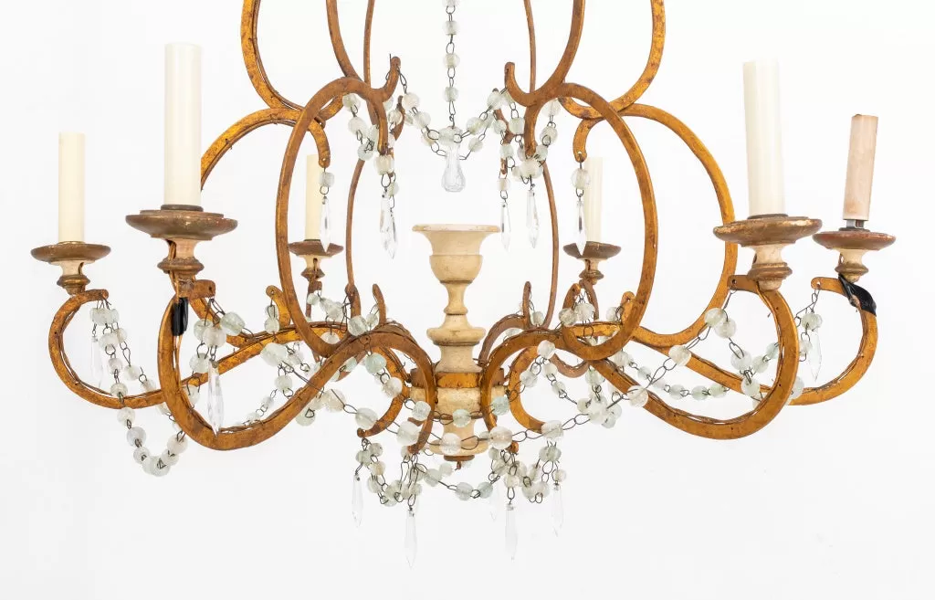 Italian Giltmetal and Painted Six Light Chandelier