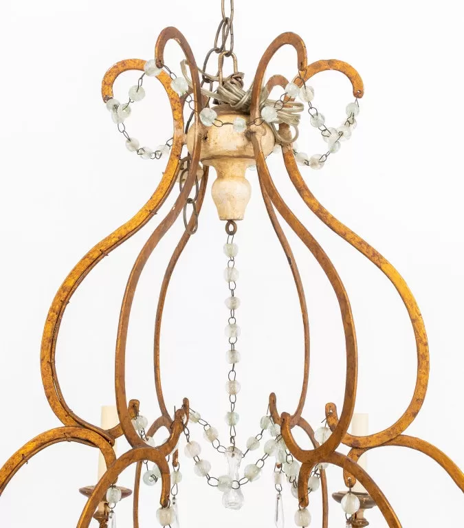 Italian Giltmetal and Painted Six Light Chandelier