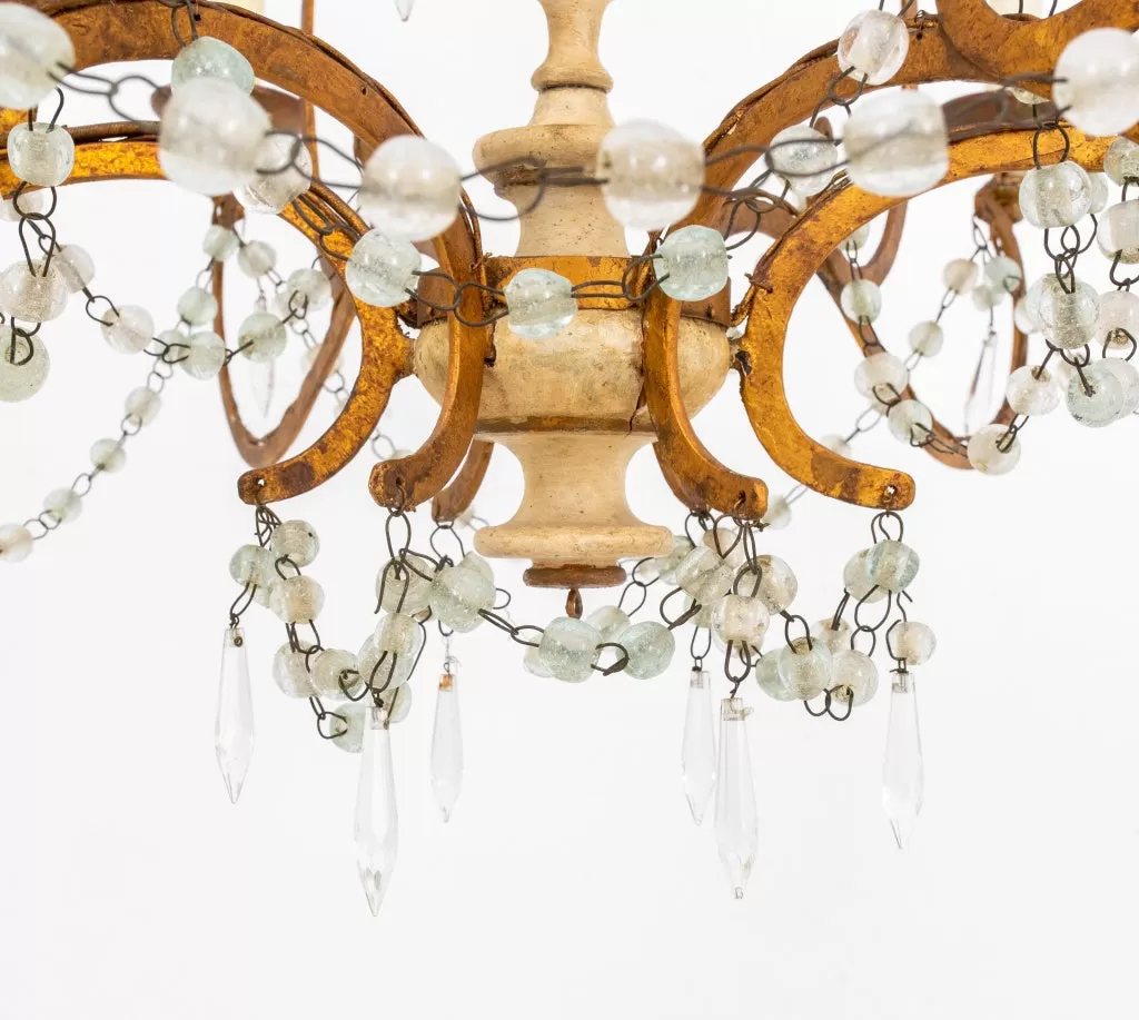 Italian Giltmetal and Painted Six Light Chandelier