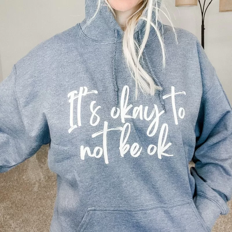 It's Okay to NOT Be Ok Heathered Navy Hoodie