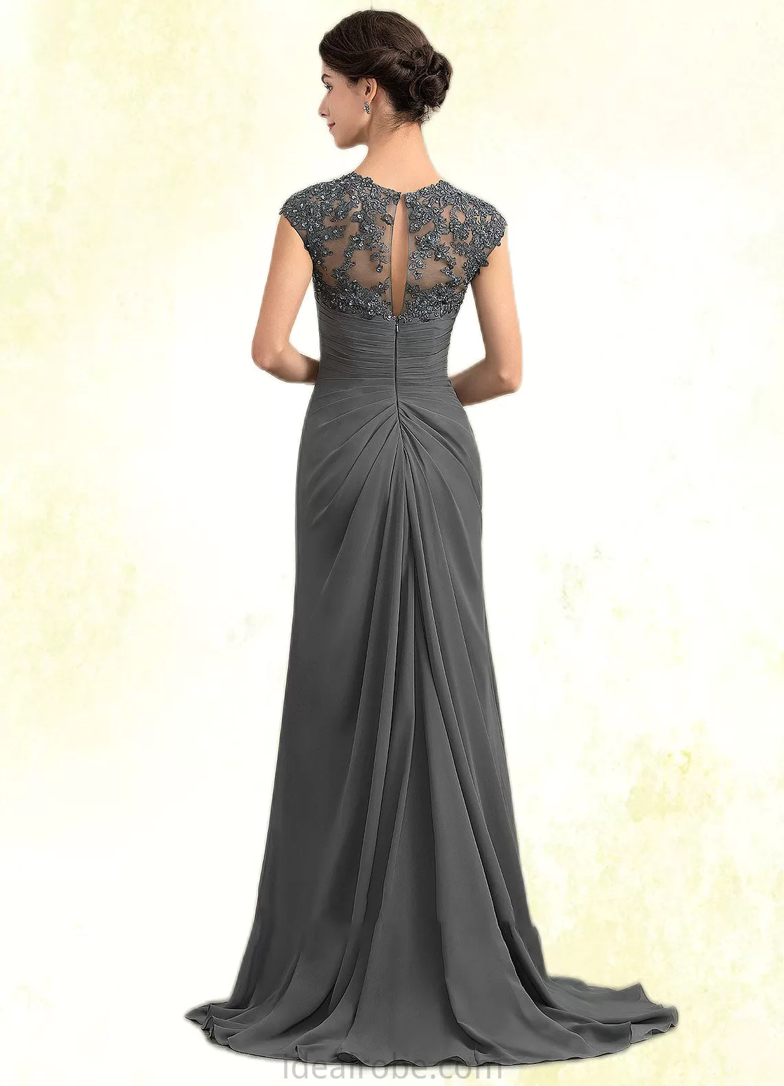 Jackie A-Line Sweetheart Sweep Train Chiffon Lace Mother of the Bride Dress With Beading Sequins STK126P0014618