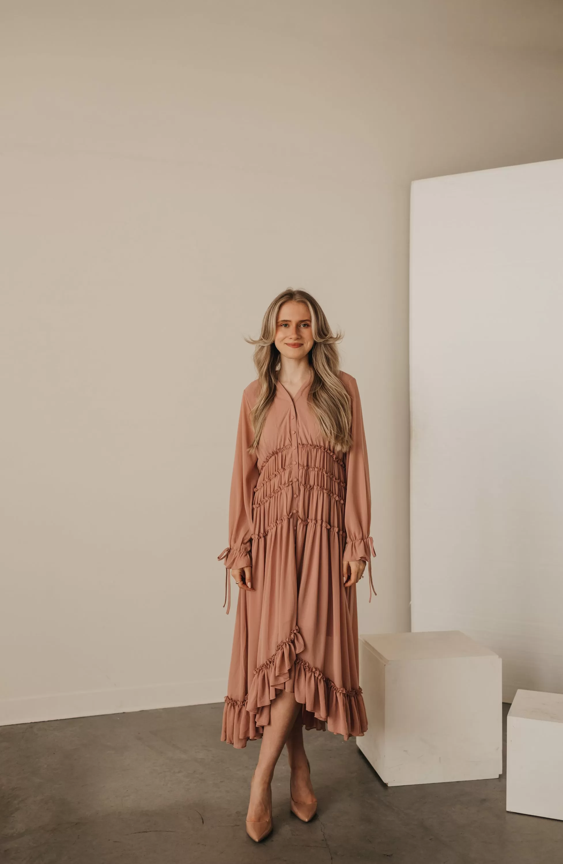 Joselyn Ruched Dress in Pink