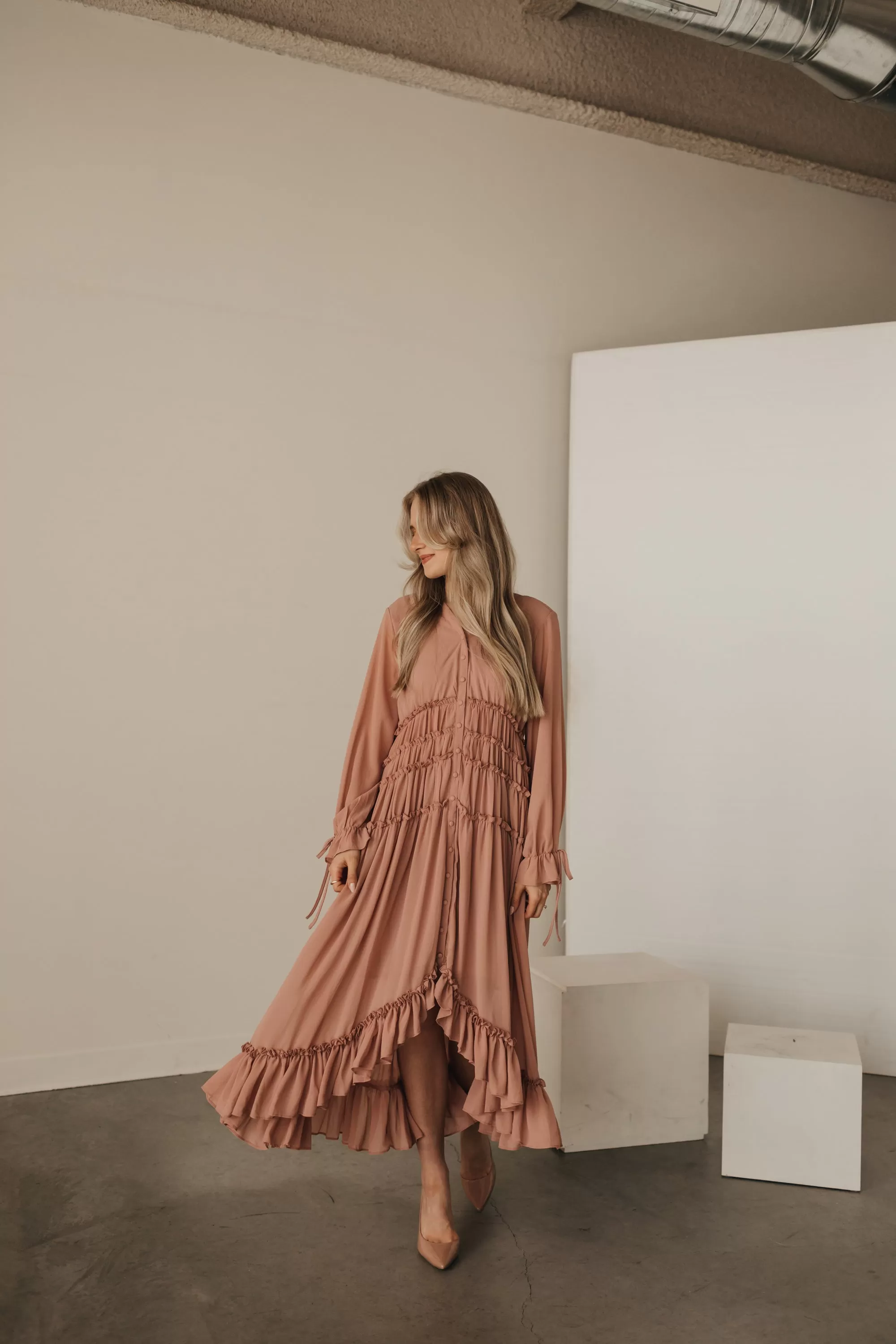 Joselyn Ruched Dress in Pink