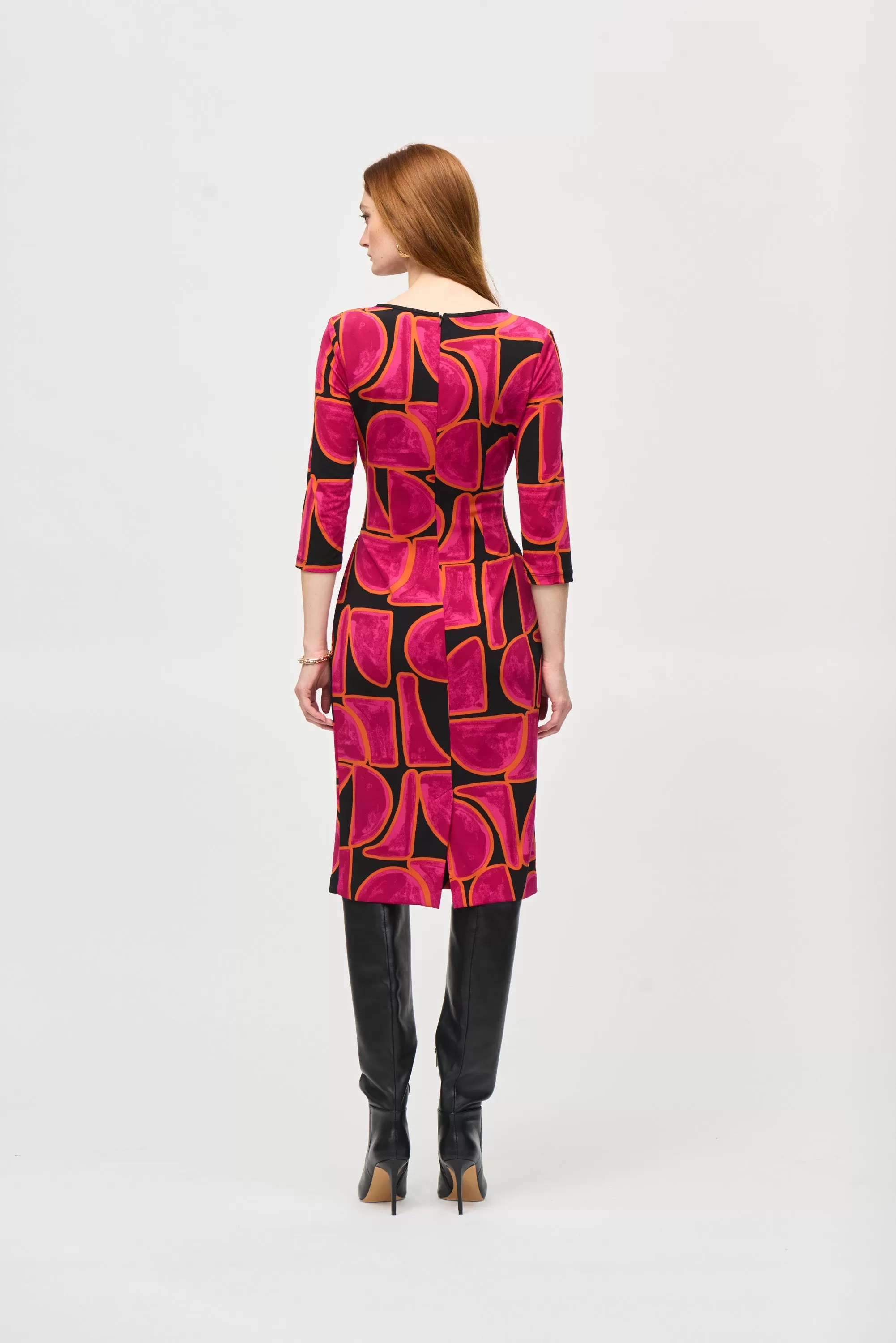 Joseph Ribkoff Abstract Print Sheath Dress 243297 - Black/ Multi