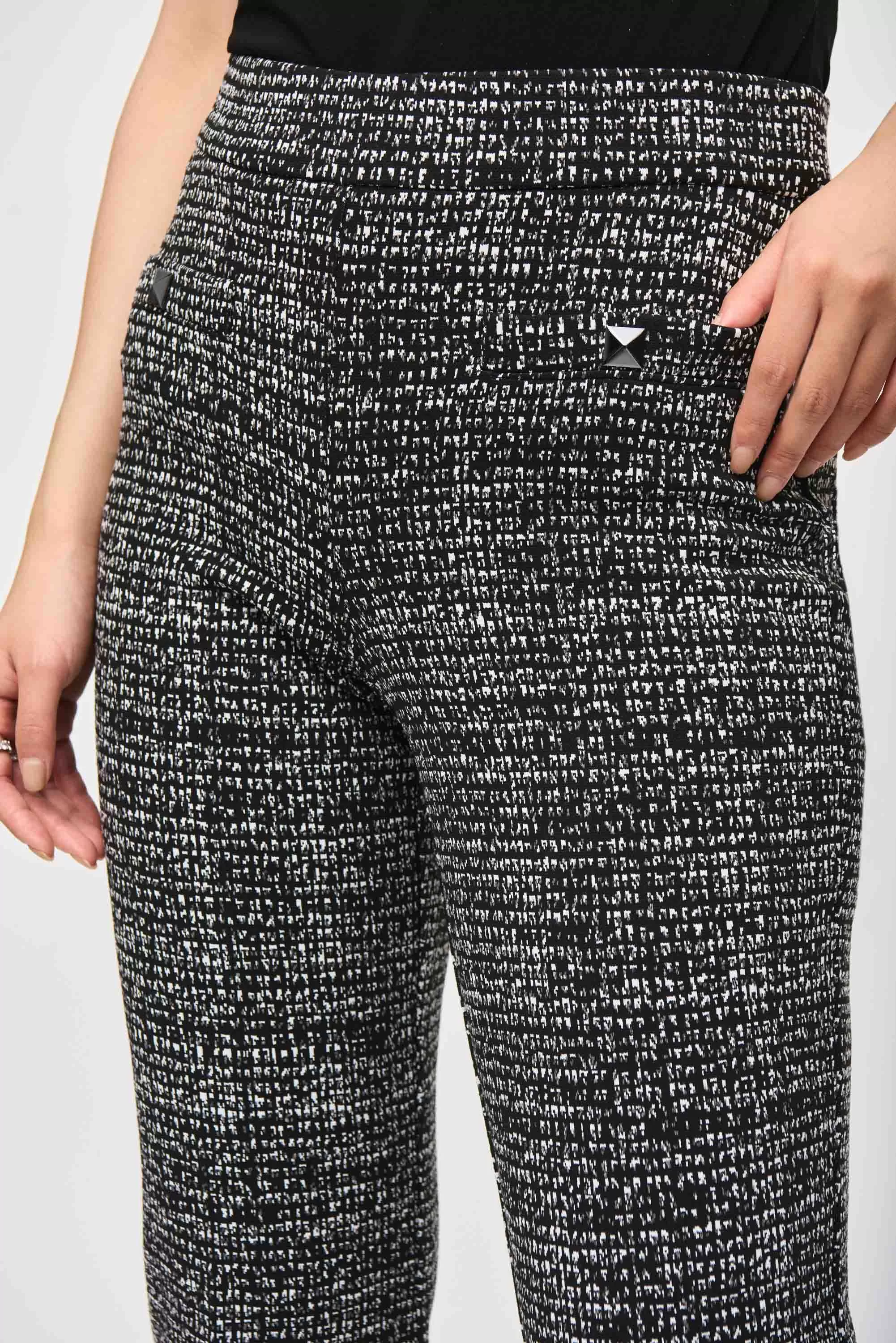 Joseph Ribkoff Jacquard Knit Pants 243047 - Black/ Off White