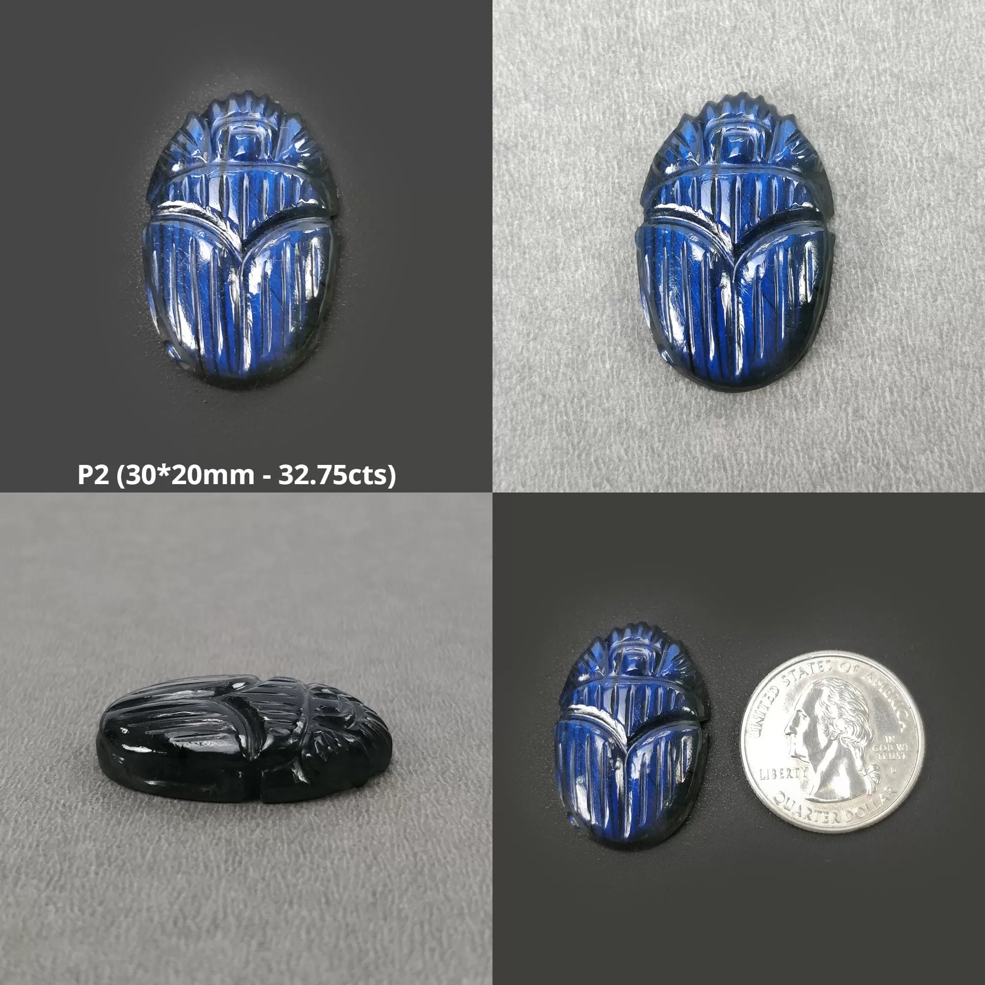 LABRADORITE Gemstone Carving : Natural Untreated Unheated Labradorite Hand Carved Scarabs