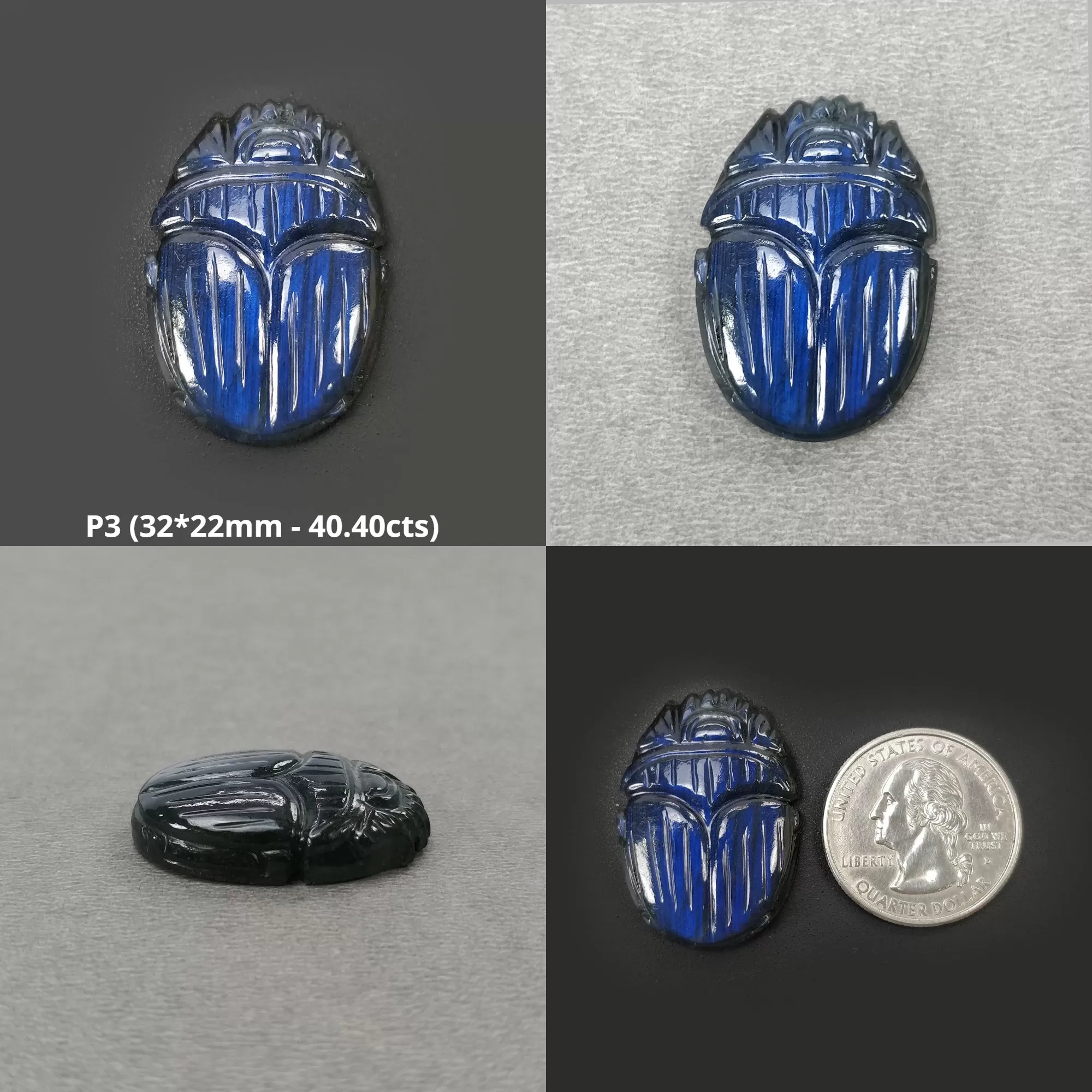 LABRADORITE Gemstone Carving : Natural Untreated Unheated Labradorite Hand Carved Scarabs