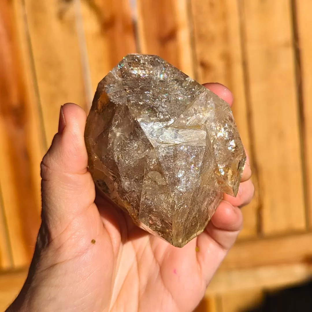 Large Herkimer Diamond Quartz Crystal with amazing rainbows 244 grams~ Manifest Your Dreams ~Ethically Sourced from New York~ Tucson Treasure~ Purchased Mine Direct~