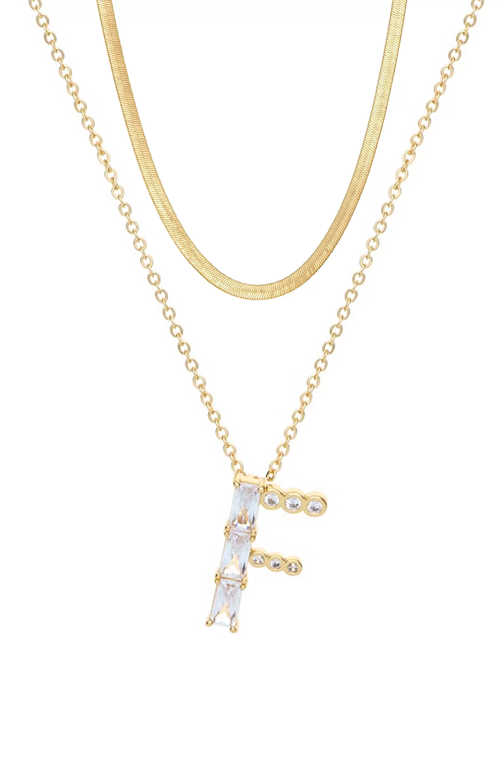 Layered Crystal Initial Pendant Necklace Bundle