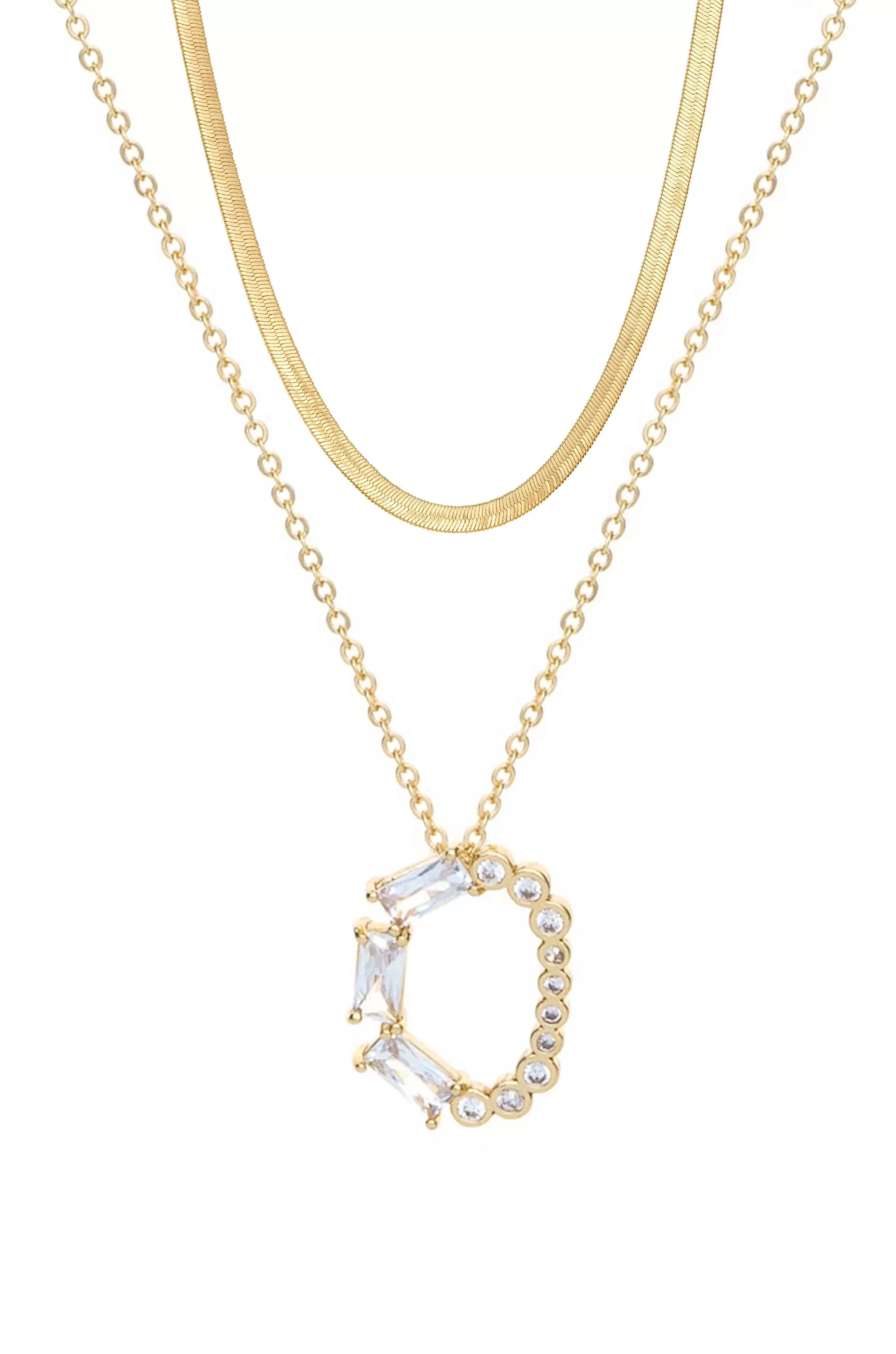 Layered Crystal Initial Pendant Necklace Bundle