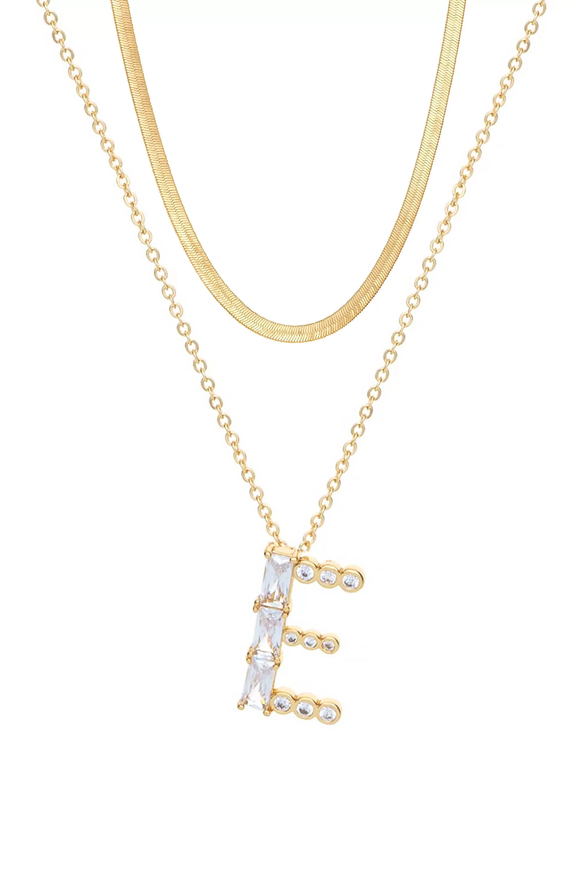 Layered Crystal Initial Pendant Necklace Bundle