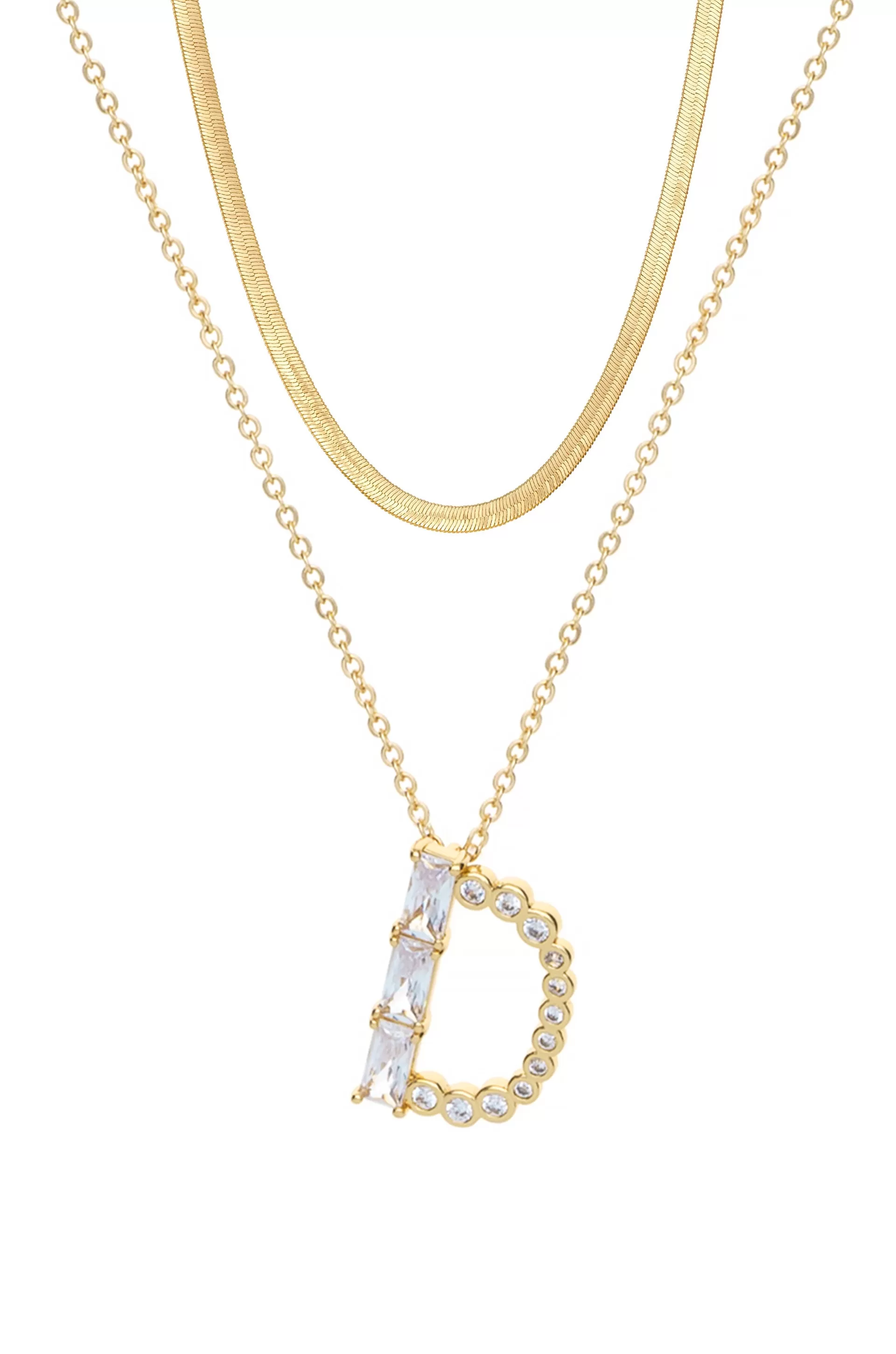 Layered Crystal Initial Pendant Necklace Bundle