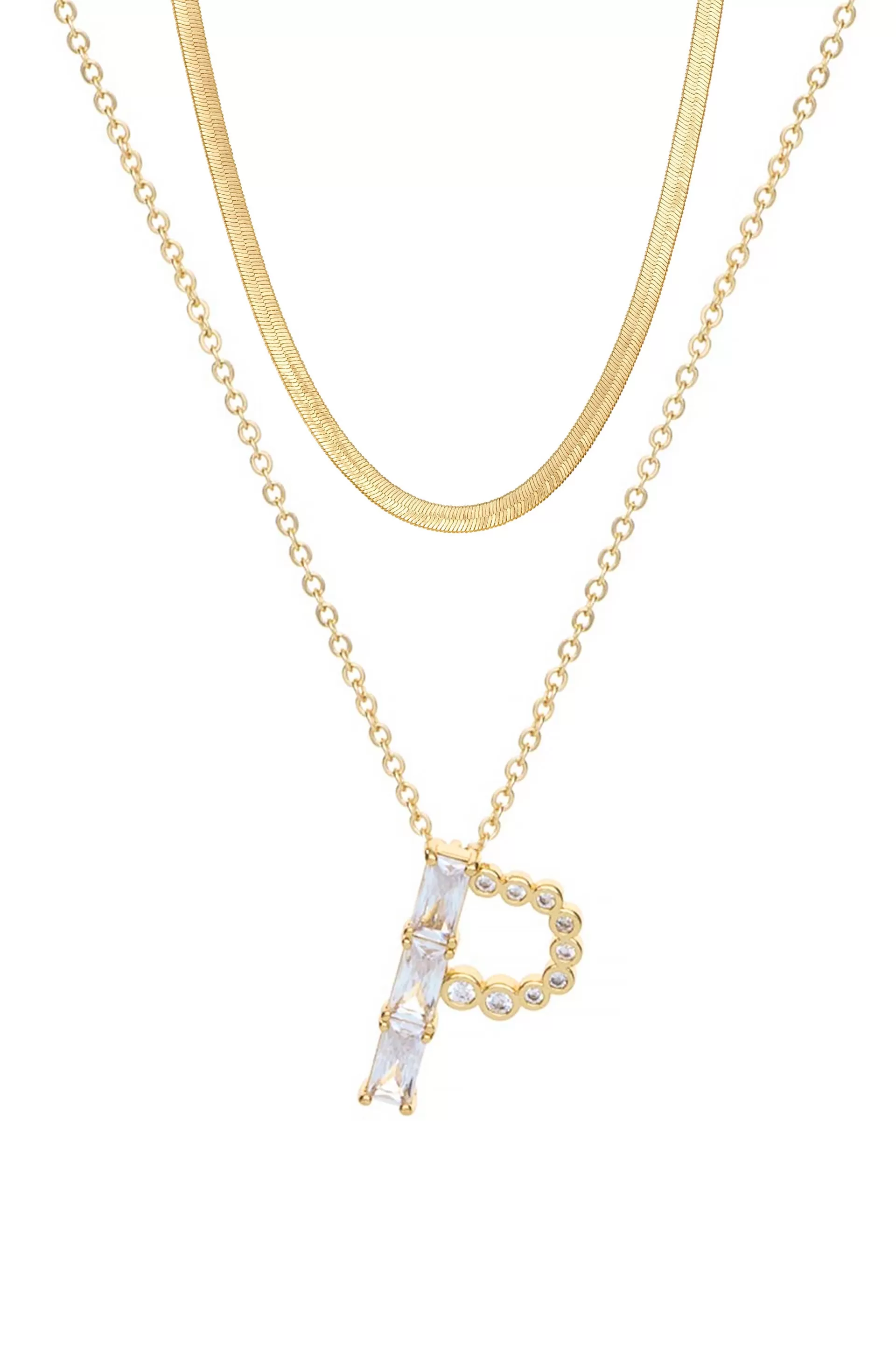 Layered Crystal Initial Pendant Necklace Bundle