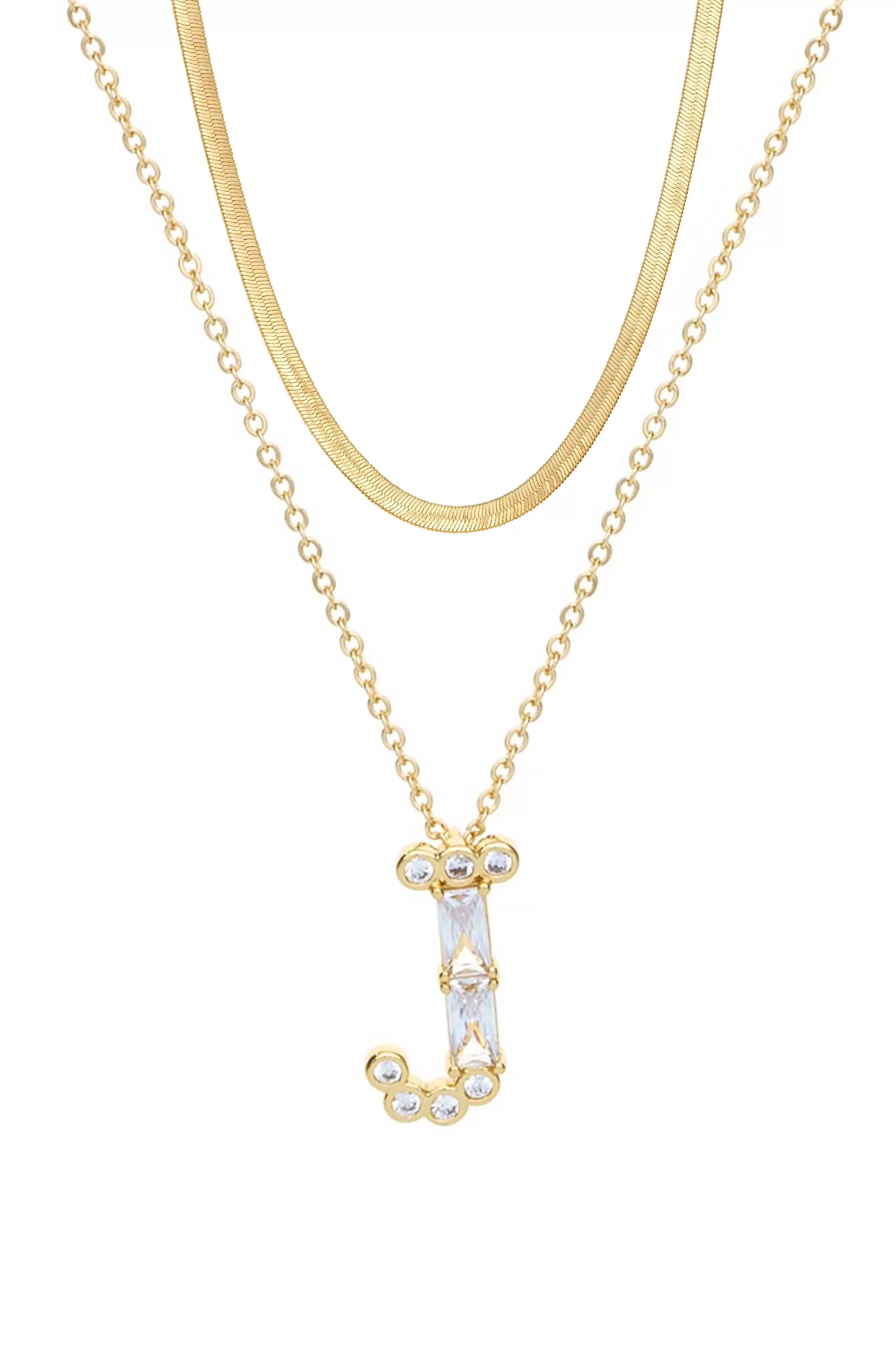 Layered Crystal Initial Pendant Necklace Bundle