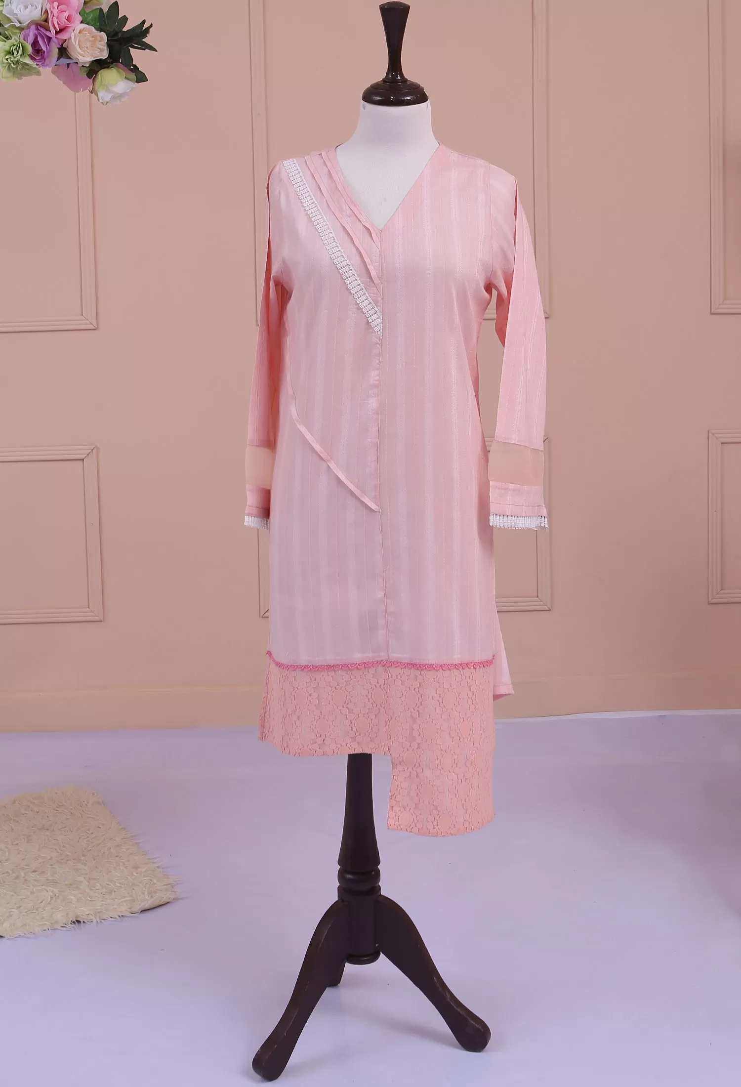 Light Pink Textured Kurta