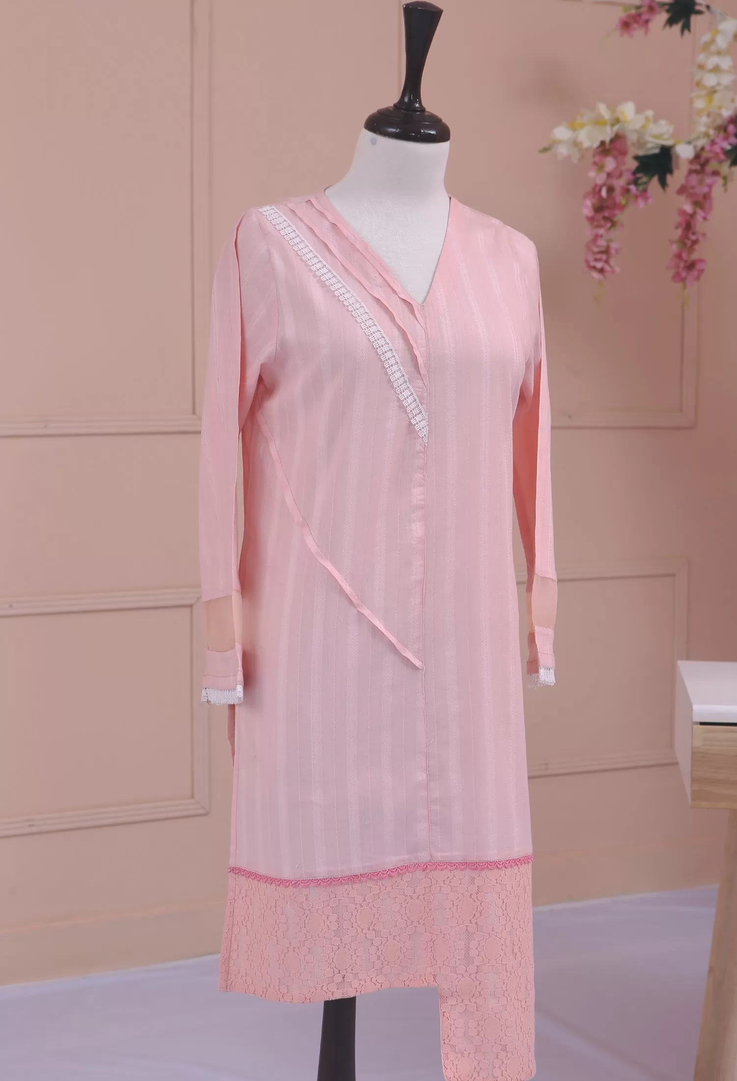 Light Pink Textured Kurta