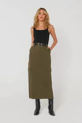 Lisa Cargo Maxi Skirt | Khaki